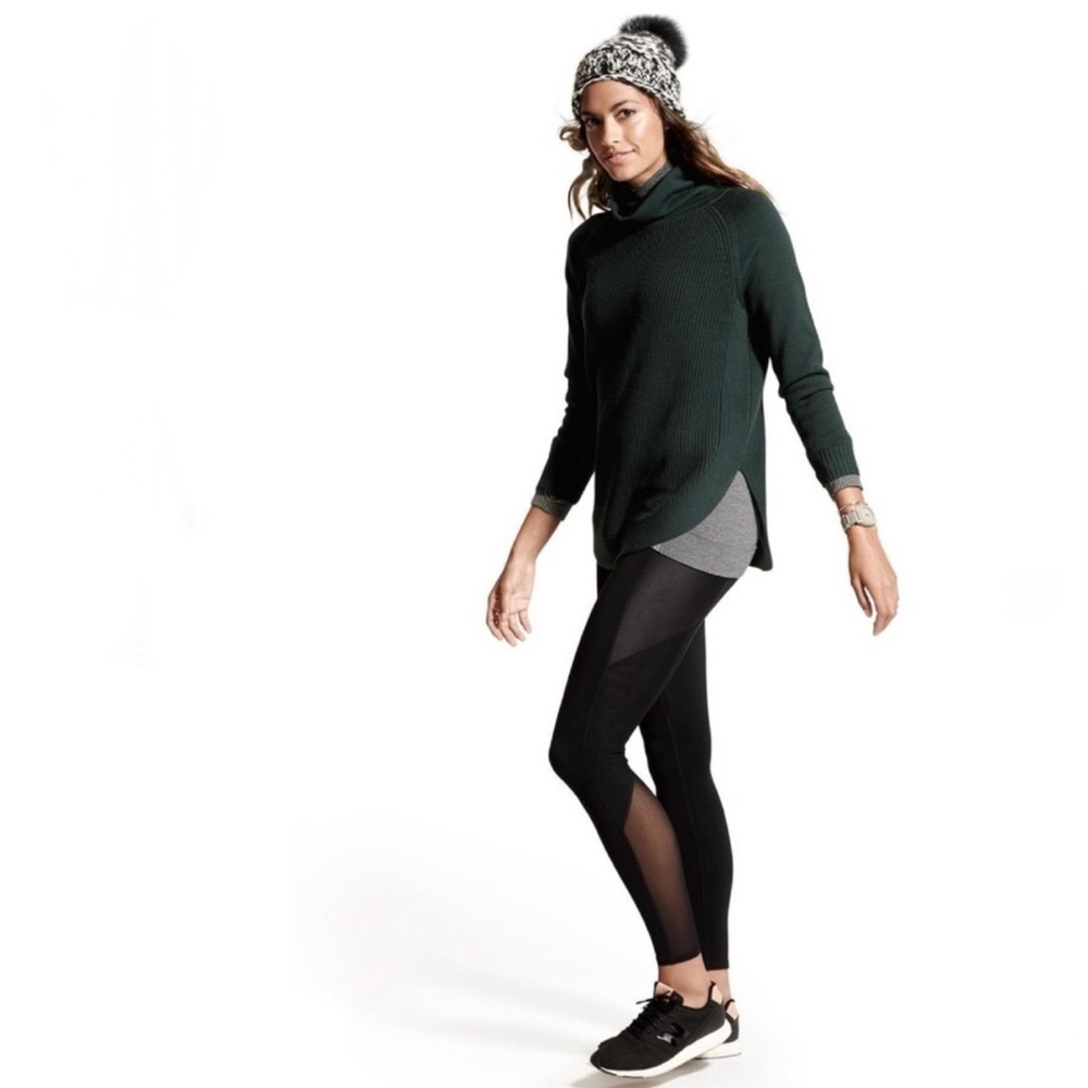 Athleta Ravine Merino Wool Blend Funnel Neck Tunic Sweater Hunter Green XXS EUC - Picture 2 of 10